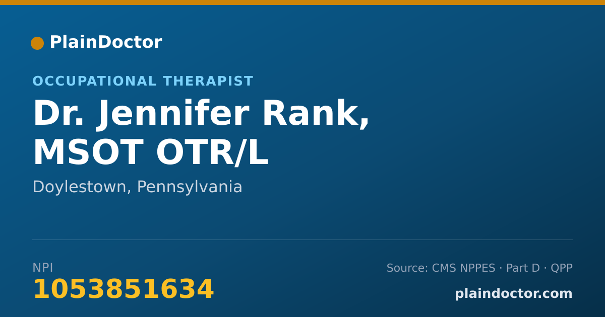 Shareable card for Jennifer Rank, MSOT OTR/L - Occupational Therapist, Doylestown, PA