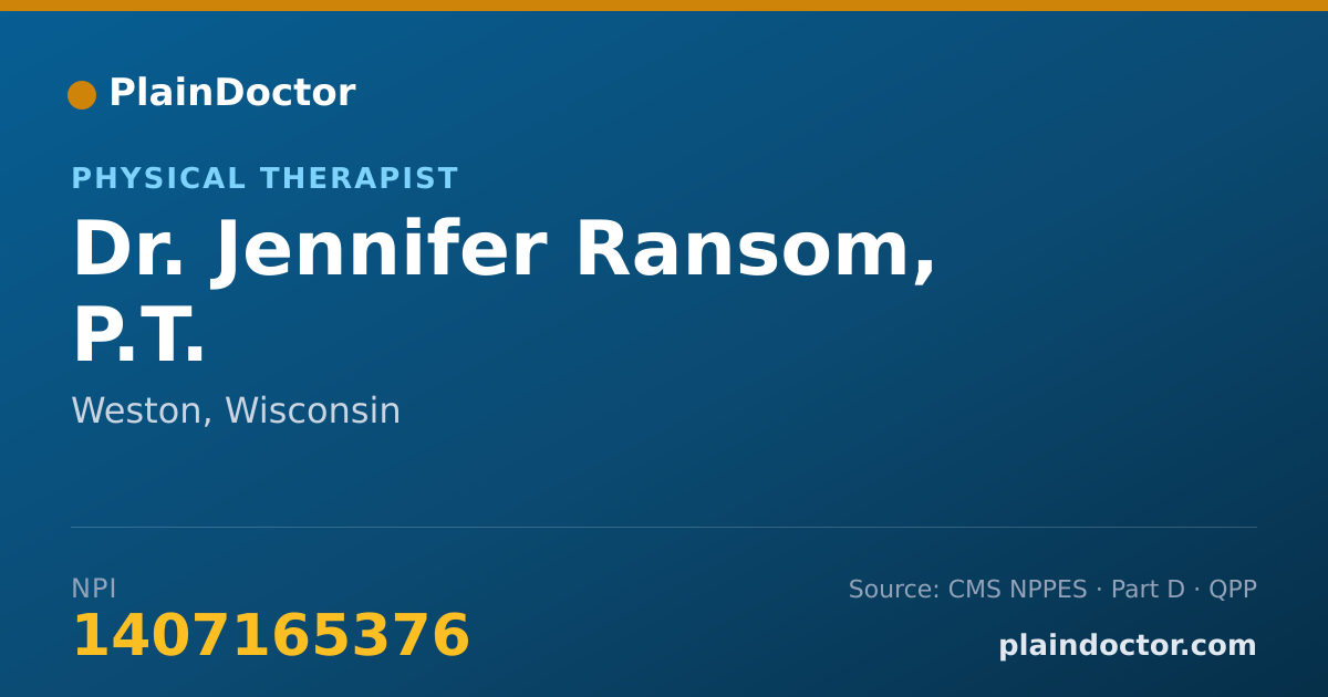 Shareable card for Jennifer Ransom, P.T. - Physical Therapist, Weston, WI