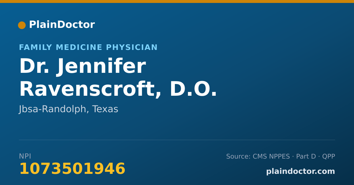 Shareable card for Jennifer Ravenscroft, D.O. - Family Medicine Physician, Jbsa-Randolph, TX
