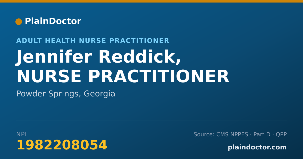 Shareable card for Jennifer Reddick, NURSE PRACTITIONER - Adult Health Nurse Practitioner, Powder Springs, GA