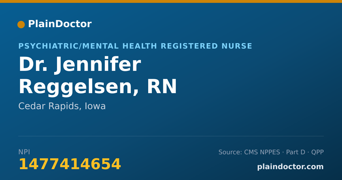 Shareable card for Jennifer Reggelsen, RN - Psychiatric/Mental Health Registered Nurse, Cedar Rapids, IA