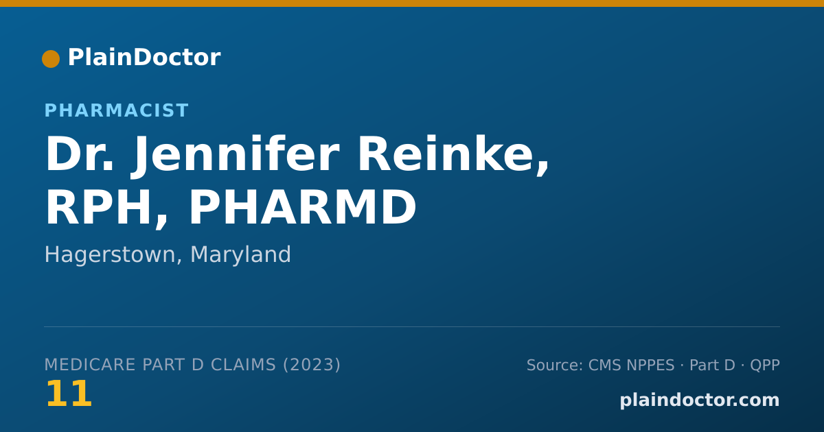 Shareable card for Jennifer Reinke, RPH, PHARMD - Pharmacist, Hagerstown, MD