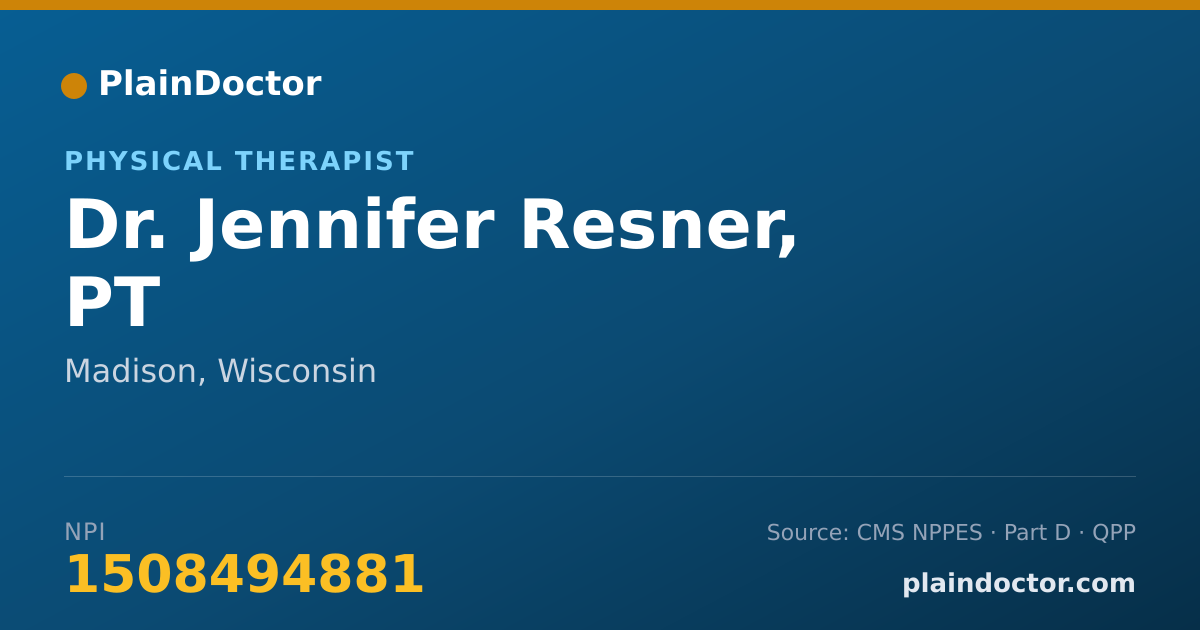 Shareable card for Jennifer Resner, PT - Physical Therapist, Madison, WI