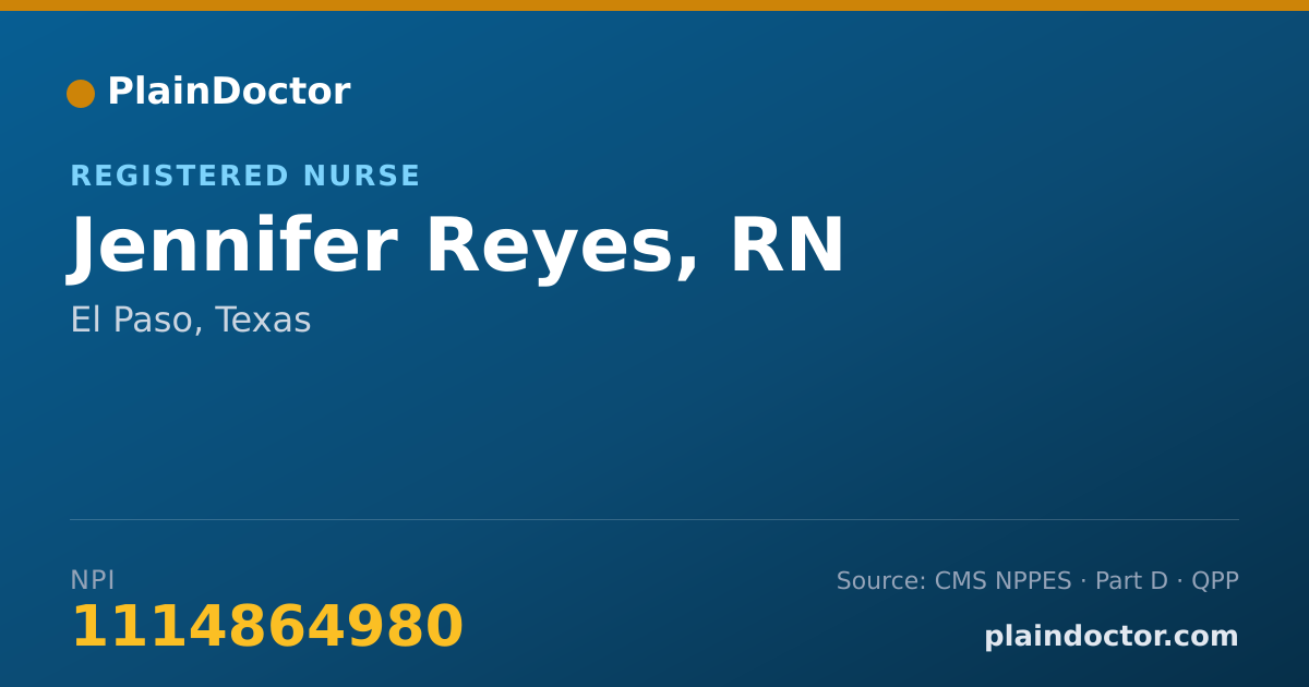 Shareable card for Jennifer Reyes, RN - Registered Nurse, El Paso, TX