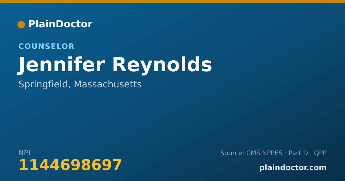 Shareable card for Jennifer Reynolds - Counselor, Springfield, MA