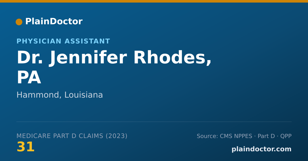 Shareable card for Jennifer Rhodes, PA - Physician Assistant, Hammond, LA