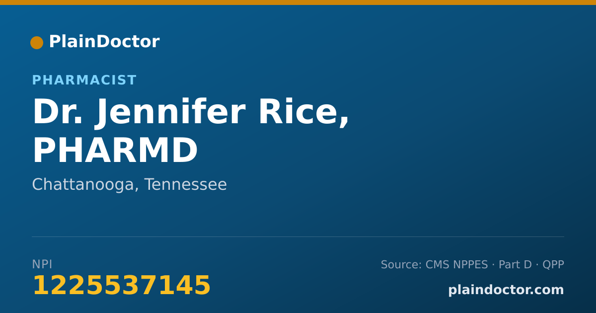 Shareable card for Jennifer Rice, PHARMD - Pharmacist, Chattanooga, TN