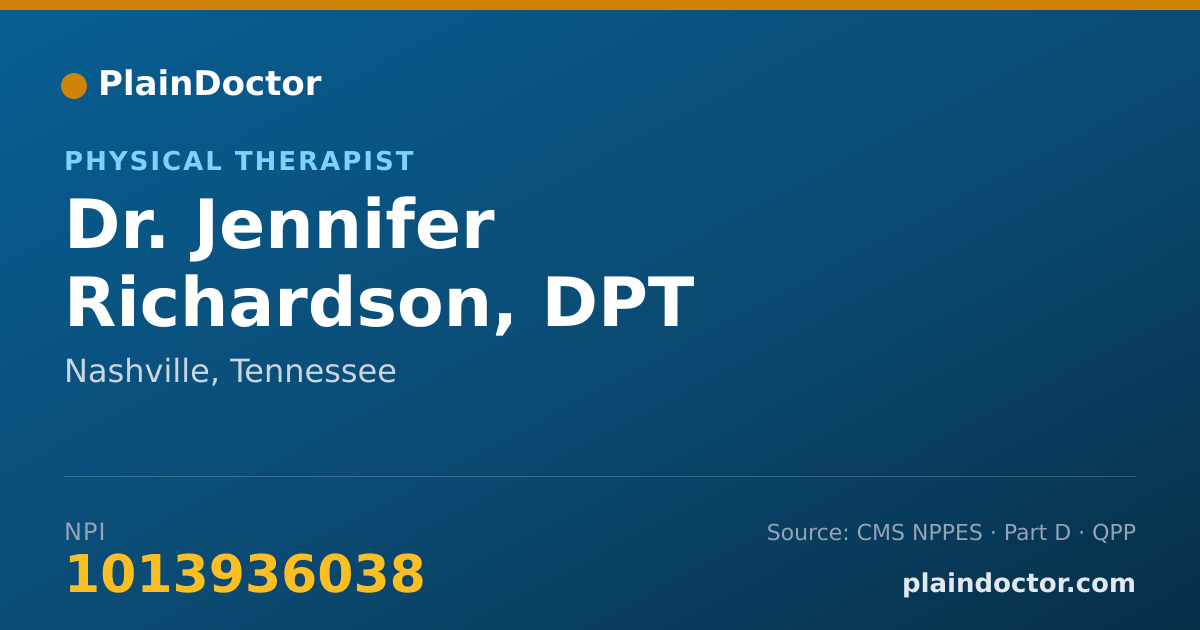 Shareable card for Jennifer Richardson, DPT - Physical Therapist, Nashville, TN