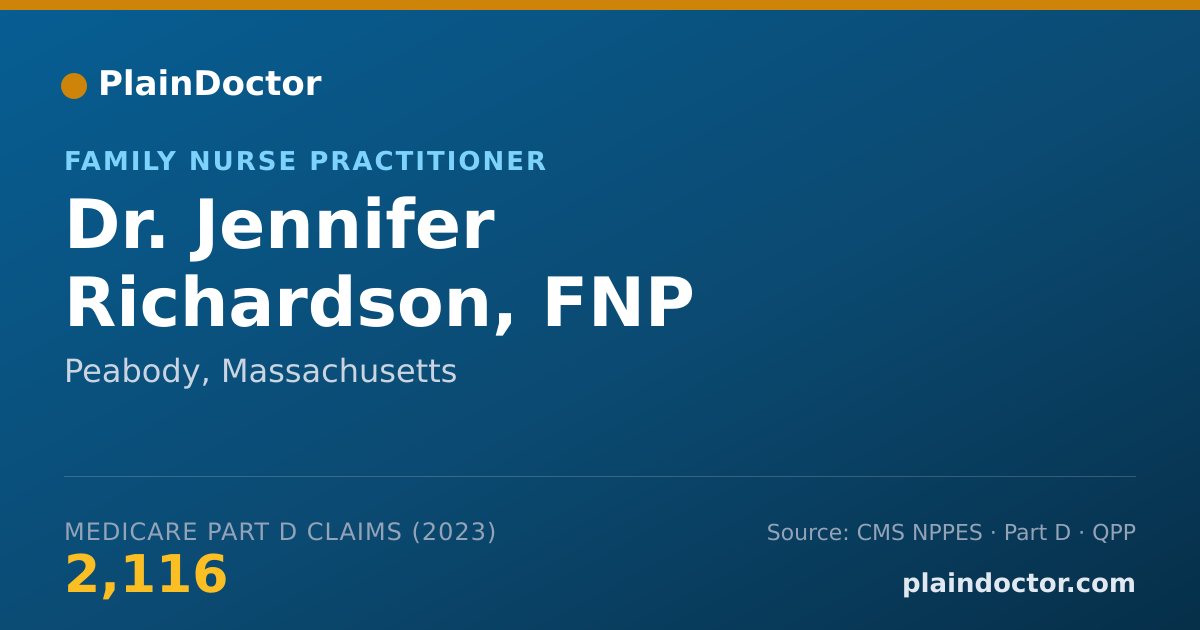 Shareable card for Jennifer Richardson, FNP - Family Nurse Practitioner, Peabody, MA