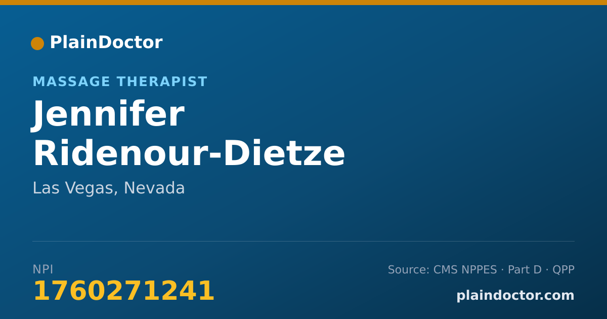 Shareable card for Jennifer Ridenour-Dietze - Massage Therapist, Las Vegas, NV