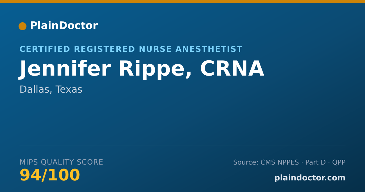 Shareable card for Jennifer Rippe, CRNA - General Practice Registered Nurse, Dallas, TX
