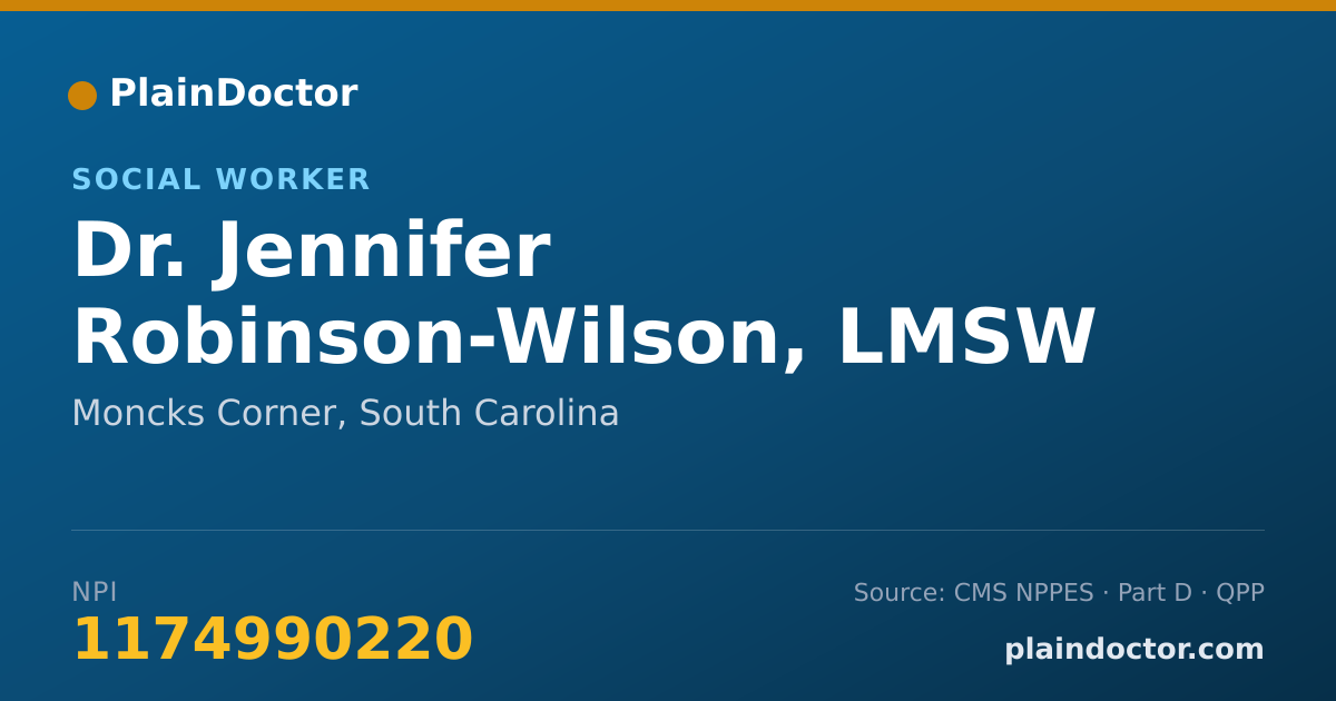 Shareable card for Jennifer Robinson-Wilson, LMSW - Social Worker, Moncks Corner, SC