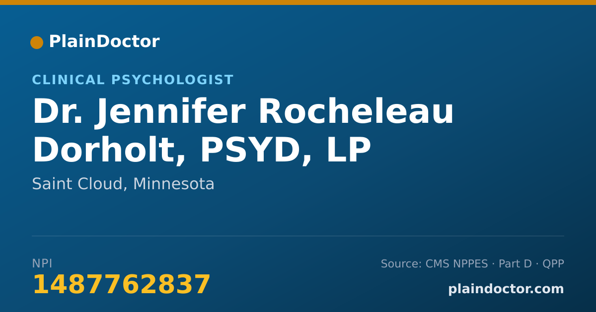 Shareable card for Jennifer Rocheleau Dorholt, PSYD, LP - Clinical Psychologist, Saint Cloud, MN