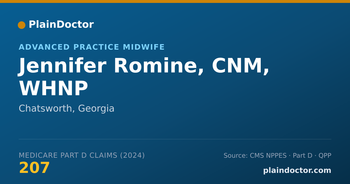 Shareable card for Jennifer Romine, CNM, WHNP - Women's Health Nurse Practitioner, Chatsworth, GA