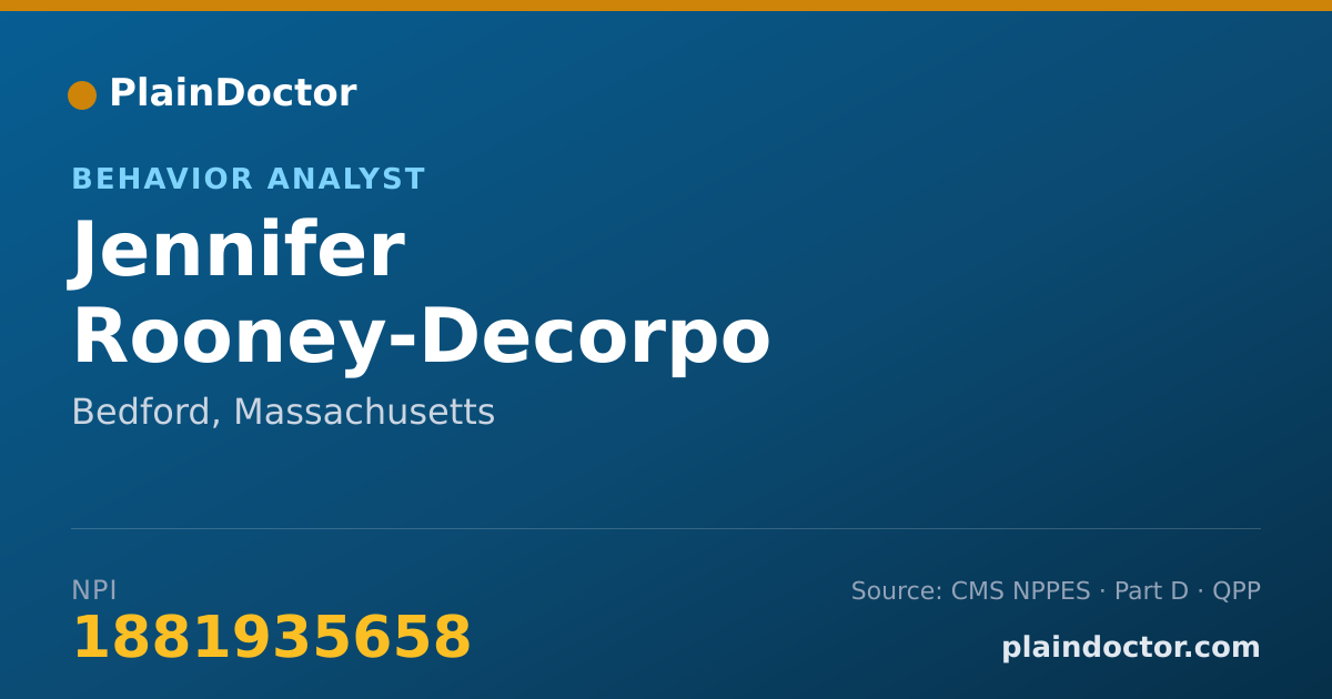 Shareable card for Jennifer Rooney-Decorpo - Behavior Analyst, Bedford, MA