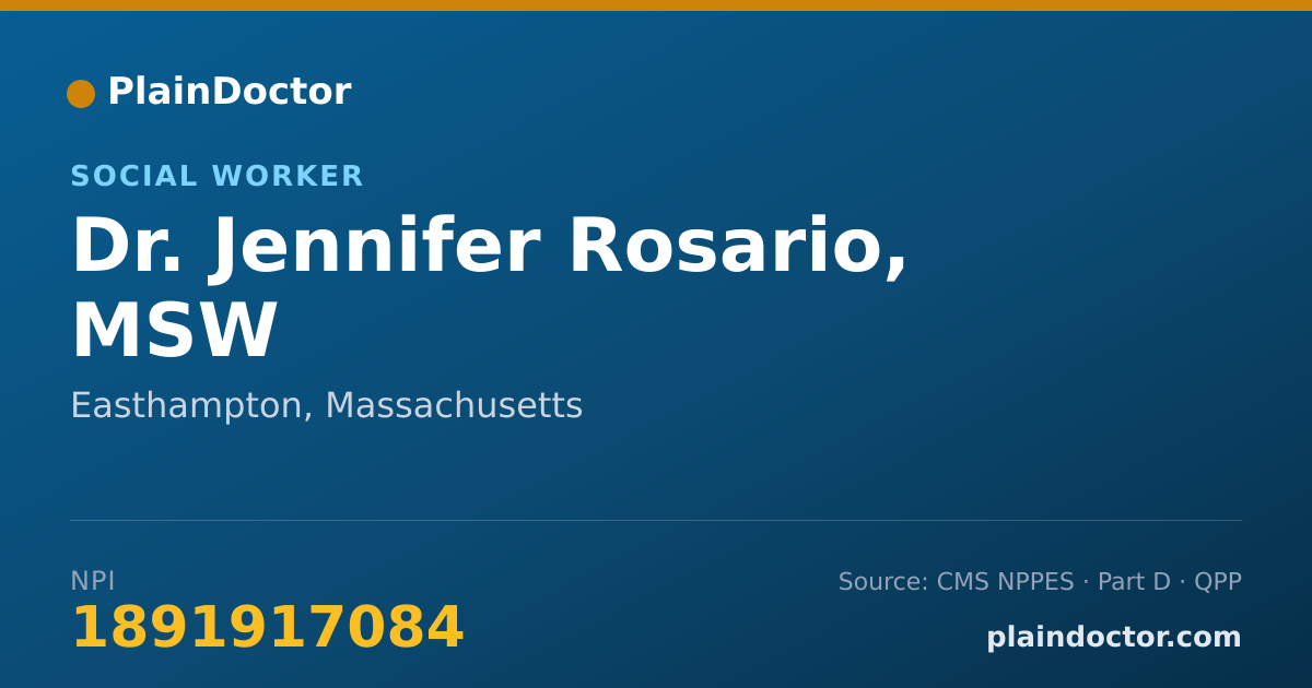 Shareable card for Jennifer Rosario, MSW - Social Worker, Easthampton, MA