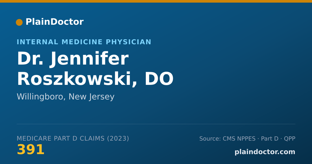 Shareable card for Jennifer Roszkowski, DO - Internal Medicine Physician, Willingboro, NJ