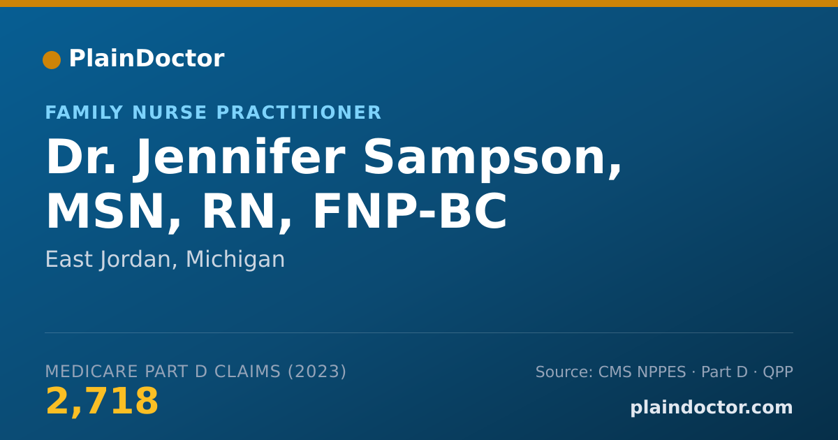 Shareable card for Jennifer Sampson, MSN, RN, FNP-BC - Family Nurse Practitioner, East Jordan, MI