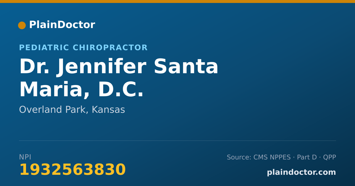 Shareable card for Jennifer Santa Maria, D.C. - Pediatric Chiropractor, Overland Park, KS