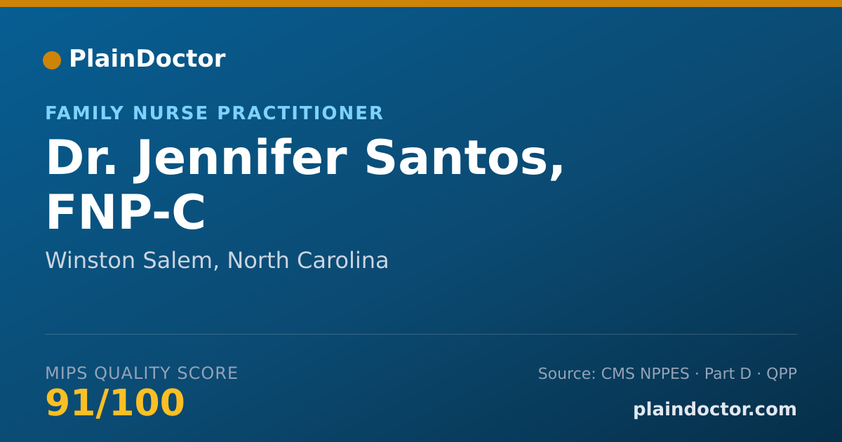 Shareable card for Jennifer Santos, FNP-C - Family Nurse Practitioner, Winston Salem, NC