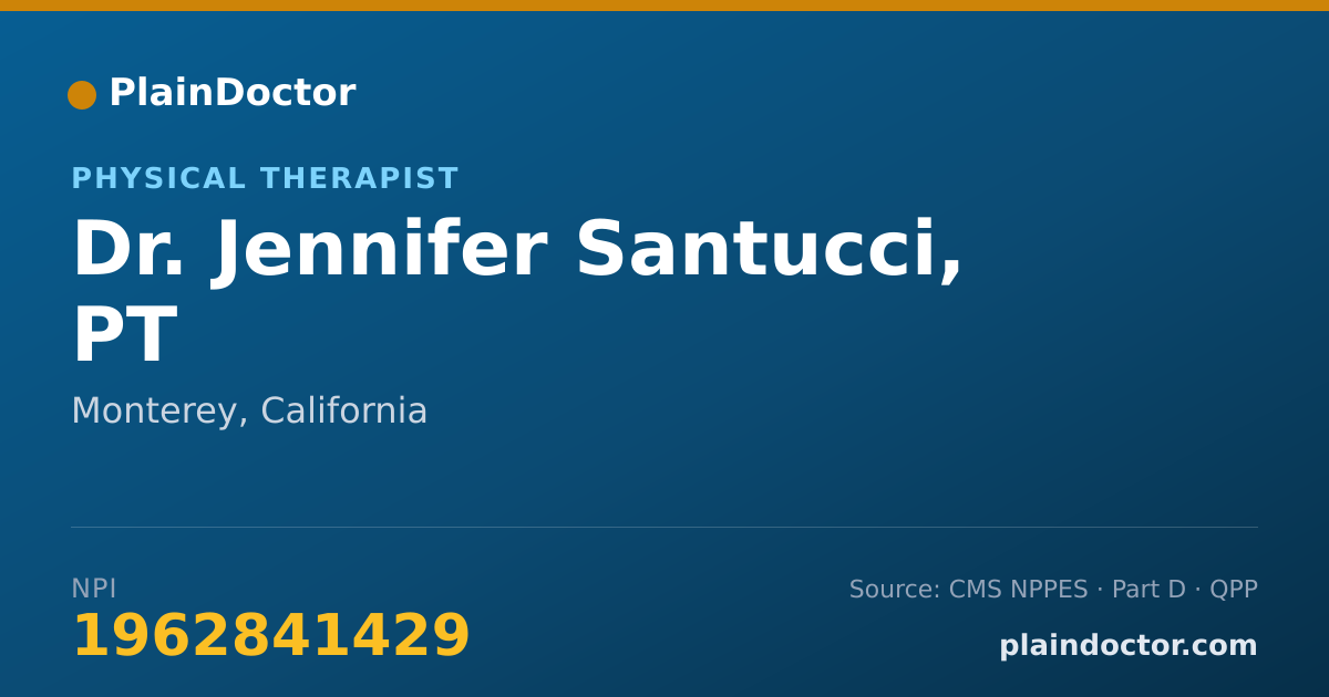 Shareable card for Jennifer Santucci, PT - Physical Therapist, Monterey, CA