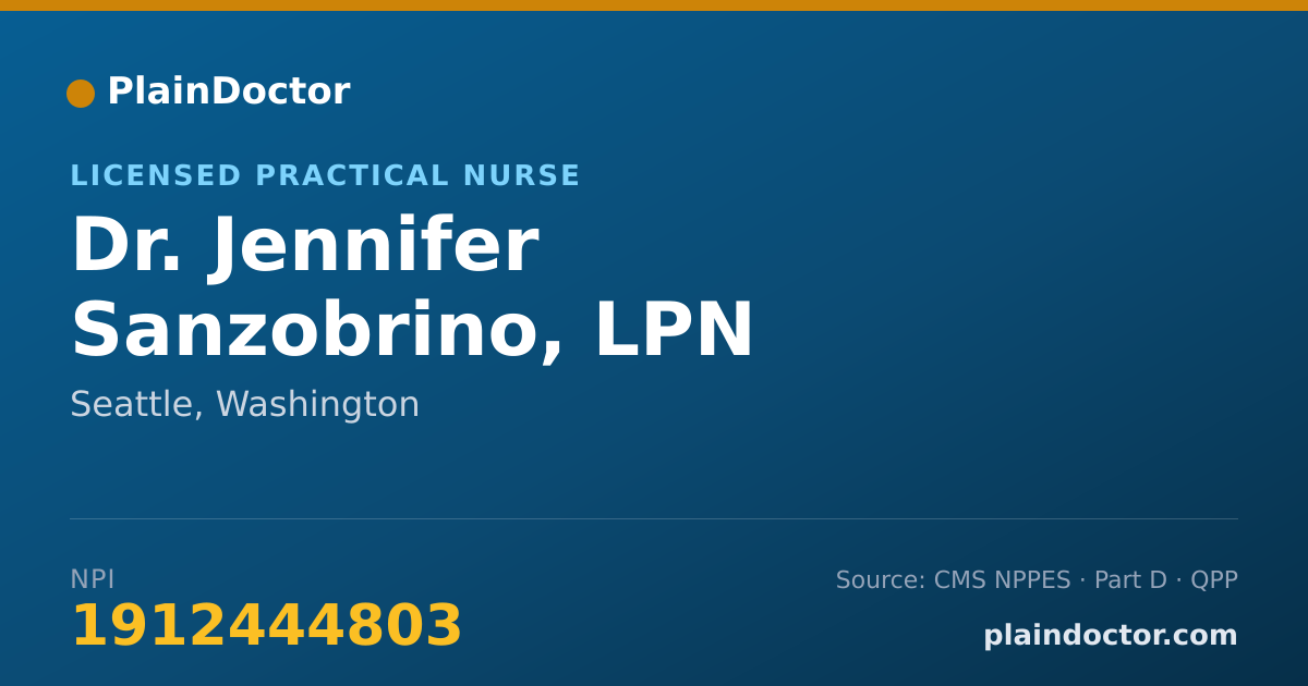 Shareable card for Jennifer Sanzobrino, LPN - Licensed Practical Nurse, Seattle, WA