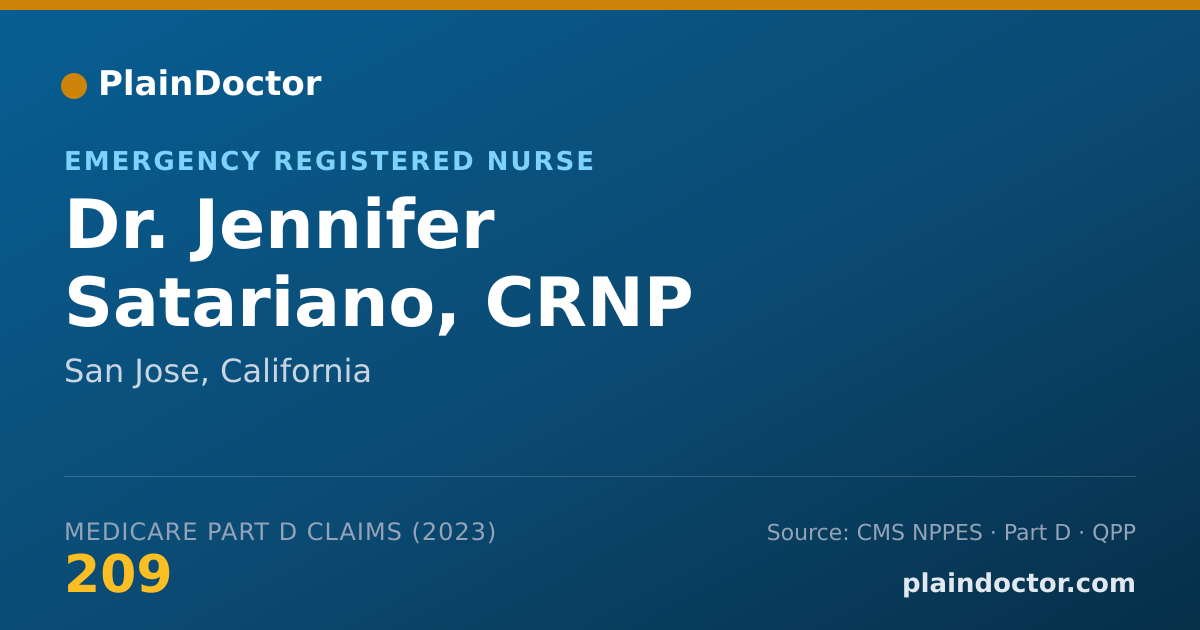 Shareable card for Jennifer Satariano, CRNP - Emergency Registered Nurse, San Jose, CA