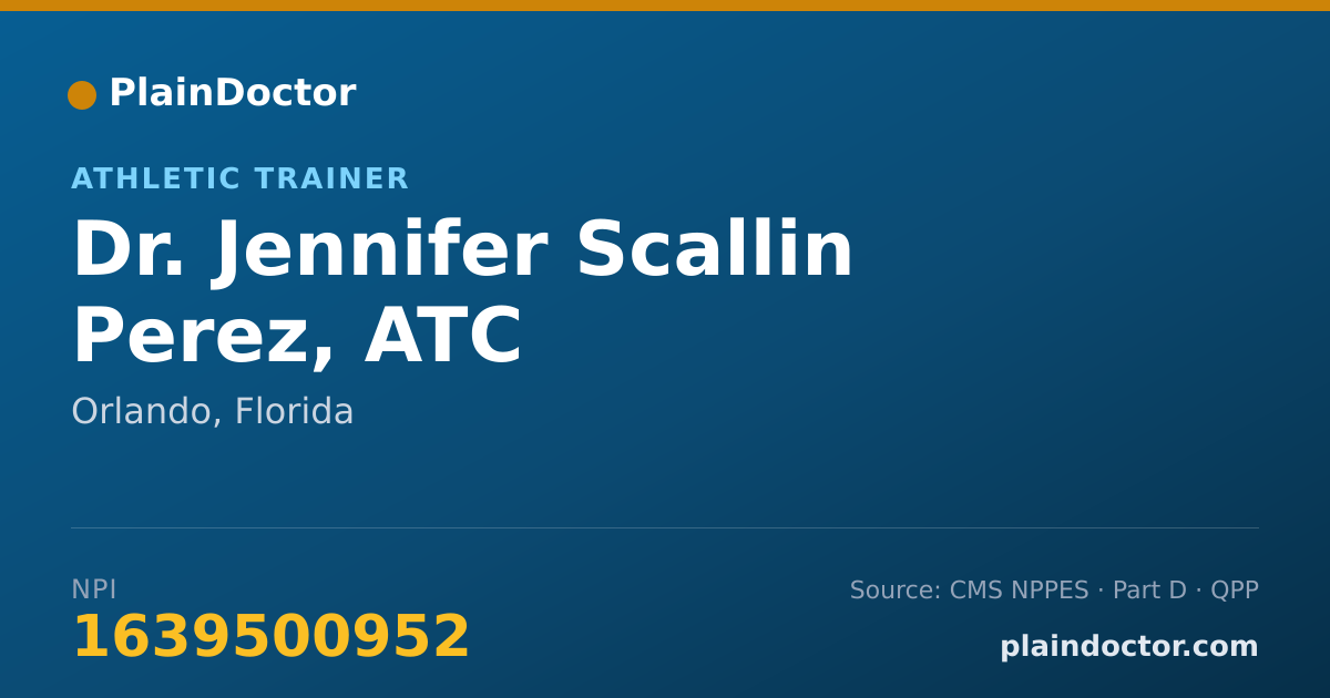 Shareable card for Jennifer Scallin Perez, ATC - Athletic Trainer, Orlando, FL