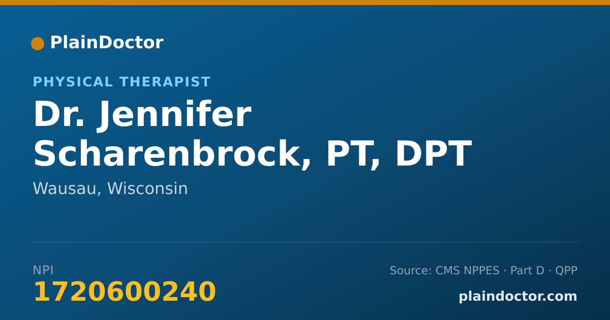 Shareable card for Jennifer Scharenbrock, PT, DPT - Physical Therapist, Wausau, WI