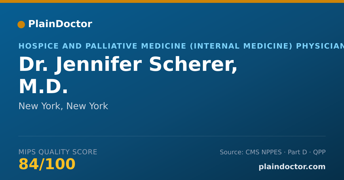 Shareable card for Jennifer Scherer, M.D. - Hospice and Palliative Medicine (Internal Medicine) Physician, New York, NY