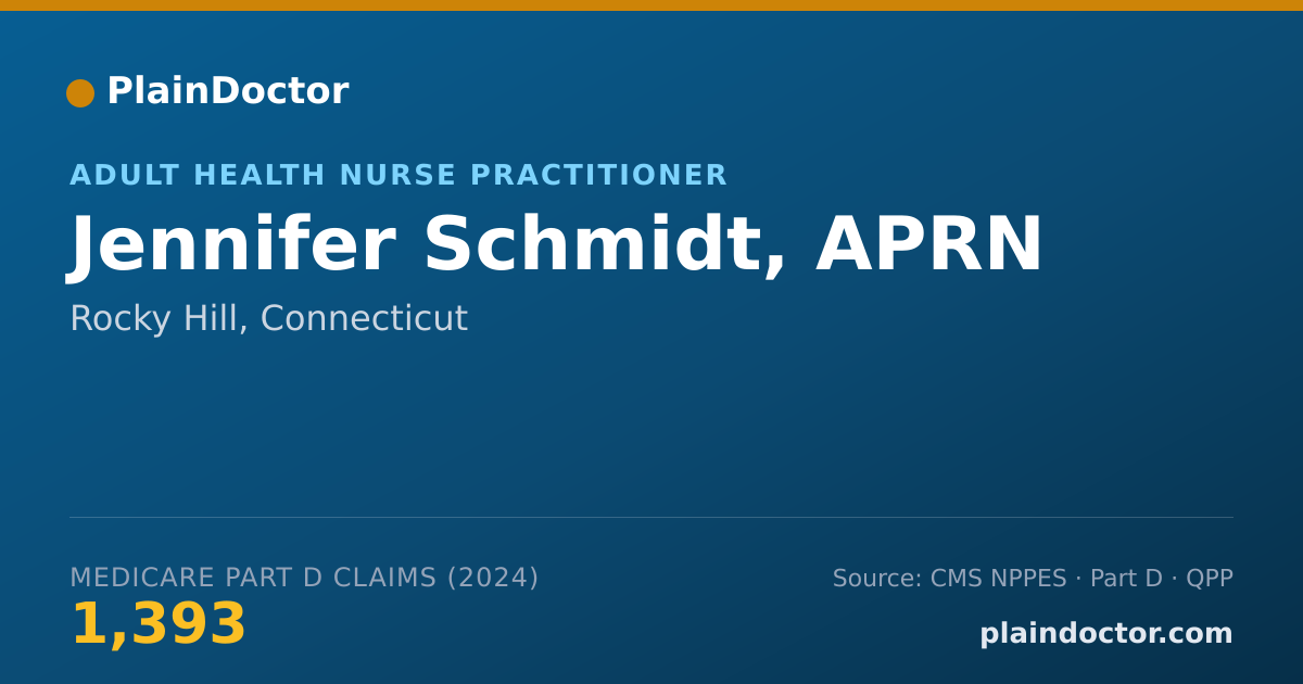 Shareable card for Jennifer Schmidt, APRN - Adult Health Nurse Practitioner, Rocky Hill, CT