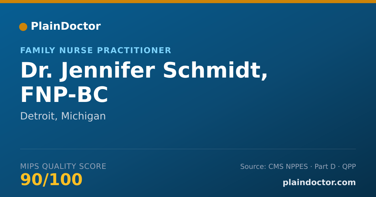 Shareable card for Jennifer Schmidt, FNP-BC - Family Nurse Practitioner, Detroit, MI