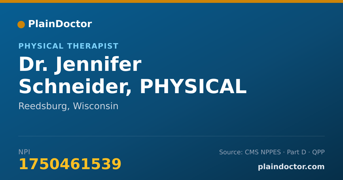 Shareable card for Jennifer Schneider, PHYSICAL THERAPIST - Physical Therapist, Reedsburg, WI