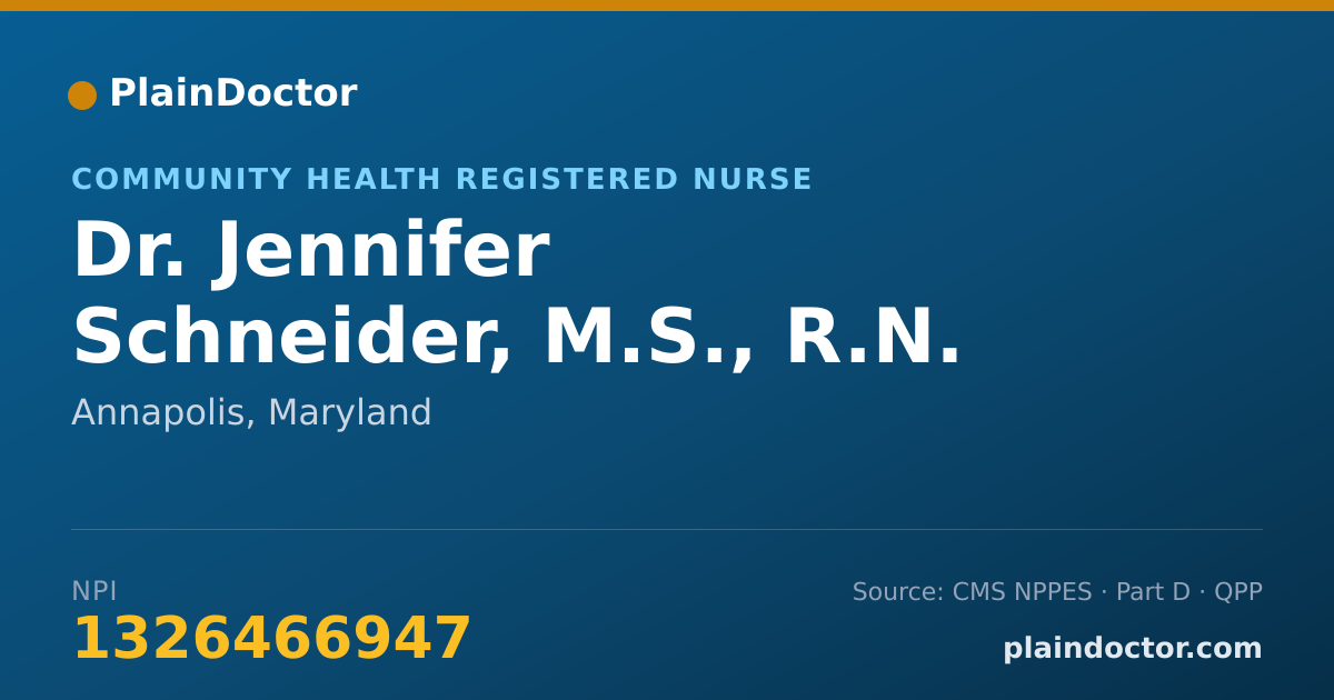 Shareable card for Jennifer Schneider, M.S., R.N. - Community Health Registered Nurse, Annapolis, MD