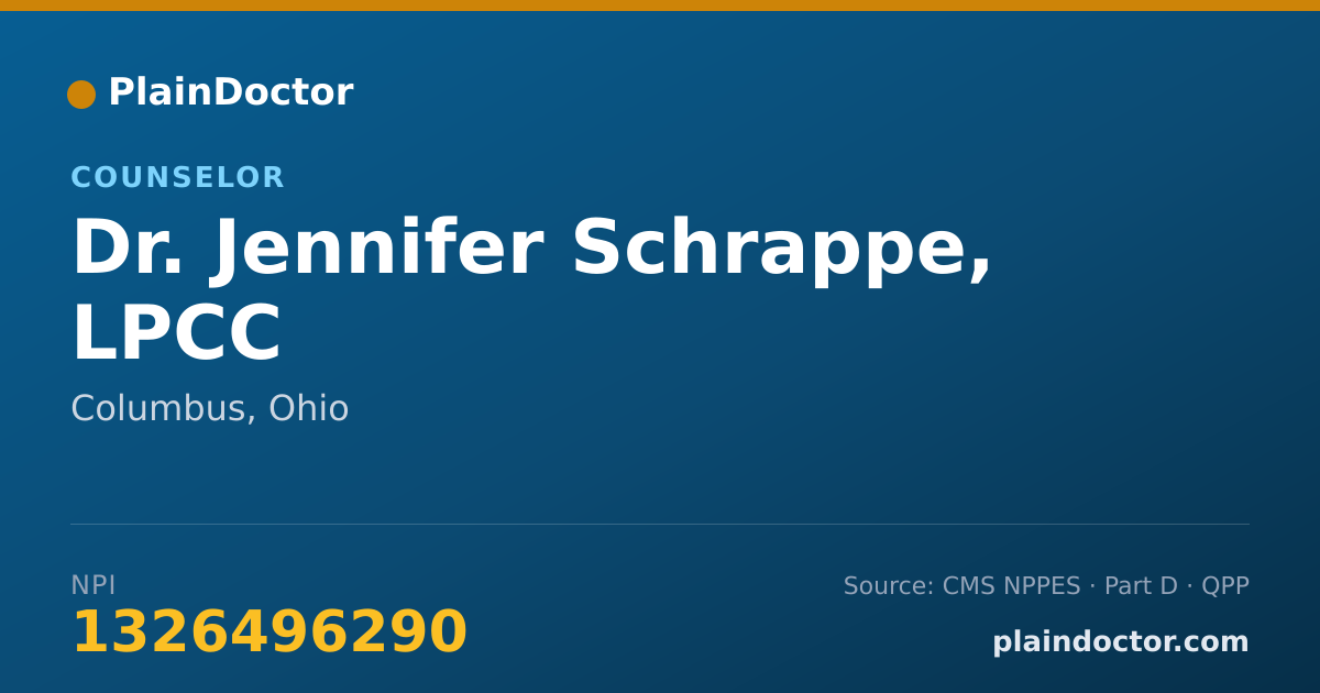 Shareable card for Jennifer Schrappe, LPCC - Counselor, Columbus, OH