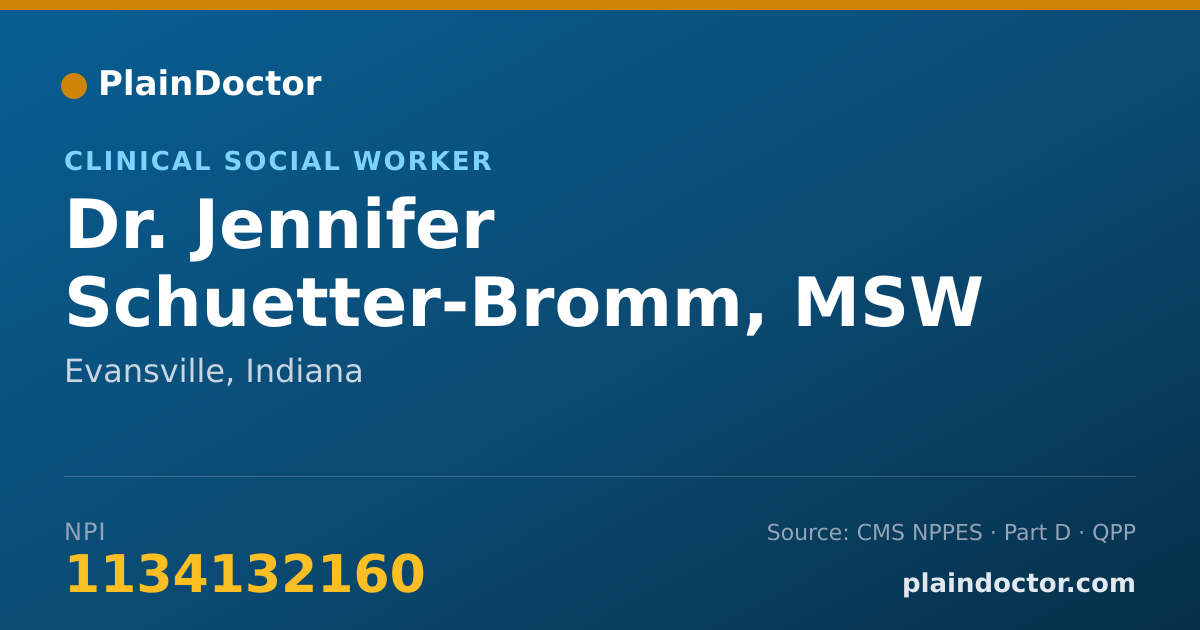 Shareable card for Jennifer Schuetter-Bromm, MSW LCSW - Clinical Social Worker, Evansville, IN
