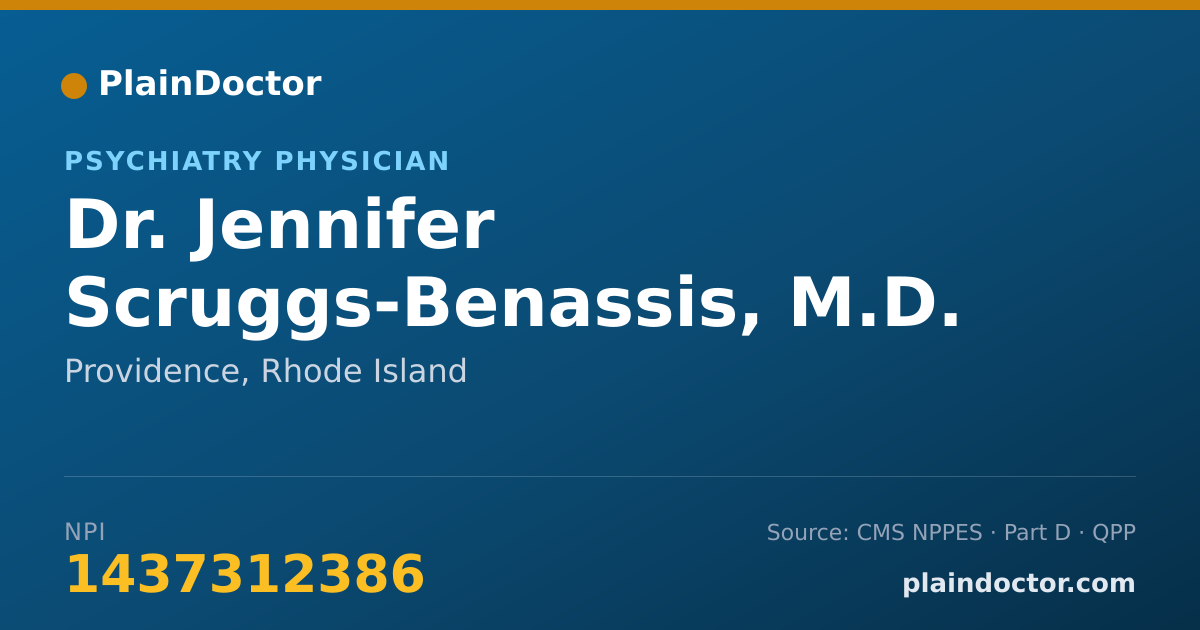 Shareable card for Jennifer Scruggs-Benassis, M.D. - Psychiatry Physician, Providence, RI
