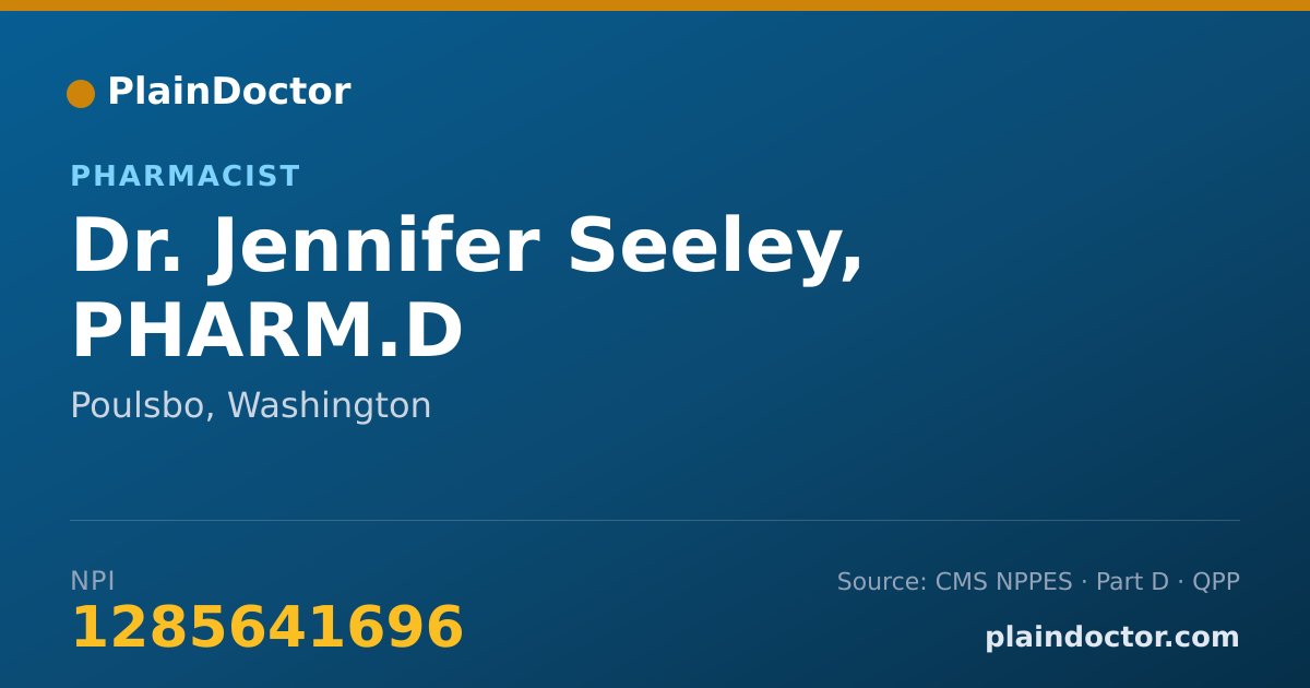 Shareable card for Jennifer Seeley, PHARM.D - Pharmacist, Poulsbo, WA