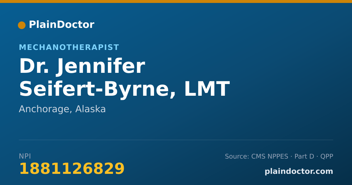 Shareable card for Jennifer Seifert-Byrne, LMT - Mechanotherapist, Anchorage, AK