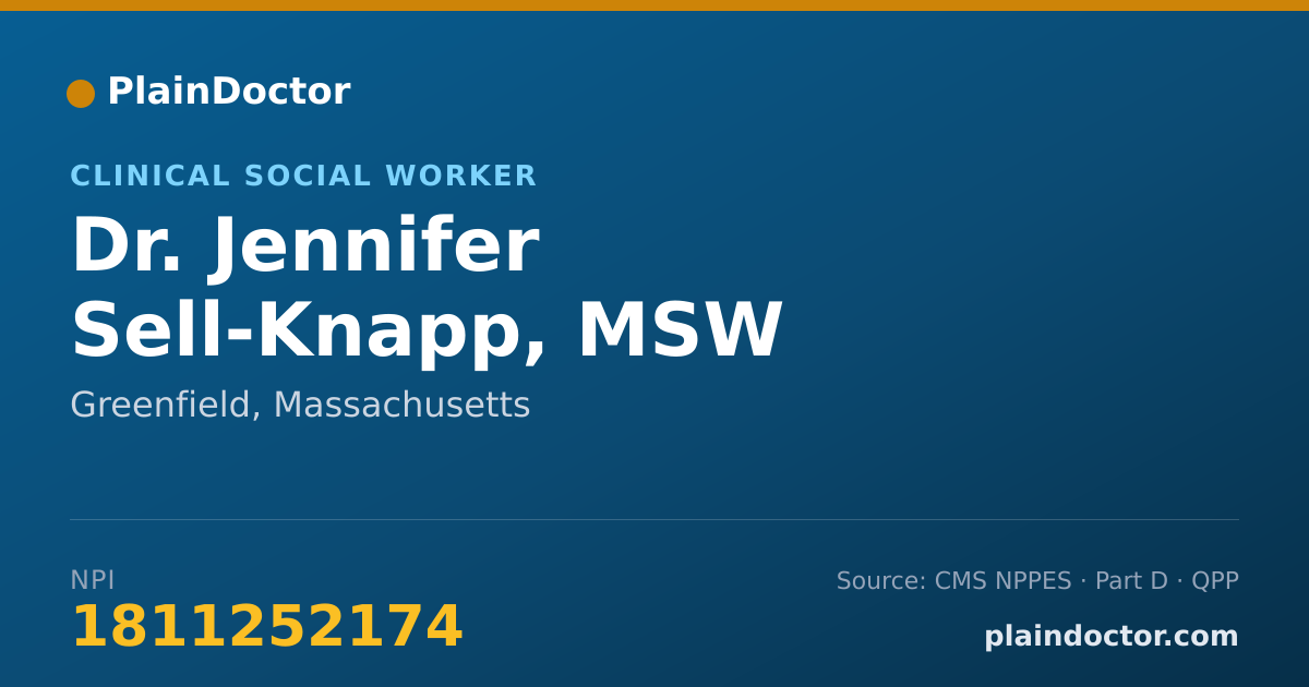 Shareable card for Jennifer Sell-Knapp, MSW - Clinical Social Worker, Greenfield, MA