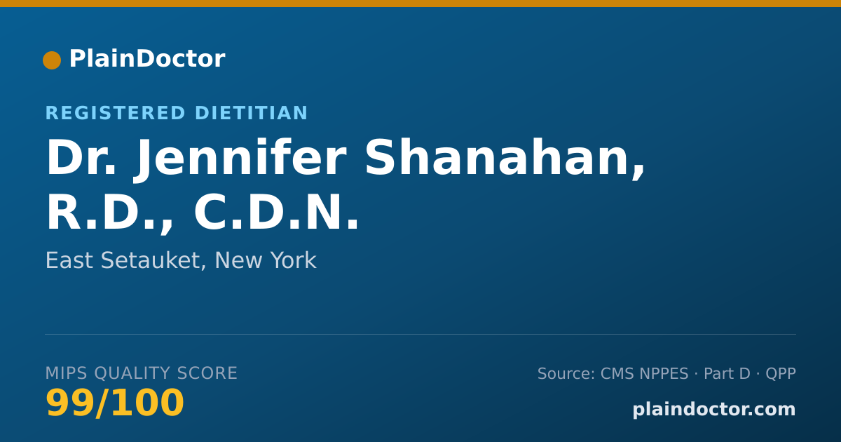 Shareable card for Jennifer Shanahan, R.D., C.D.N. - Registered Dietitian, East Setauket, NY