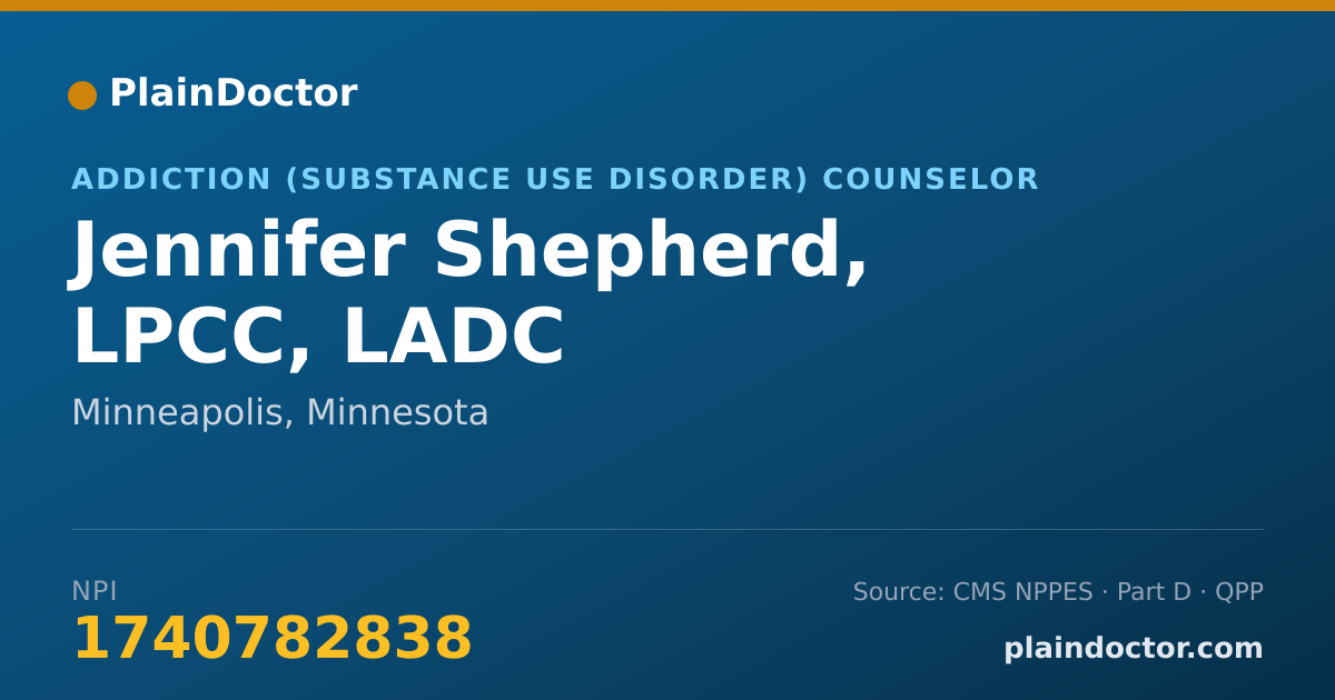 Shareable card for Jennifer Shepherd, LPCC, LADC - Addiction (Substance Use Disorder) Counselor, Minneapolis, MN