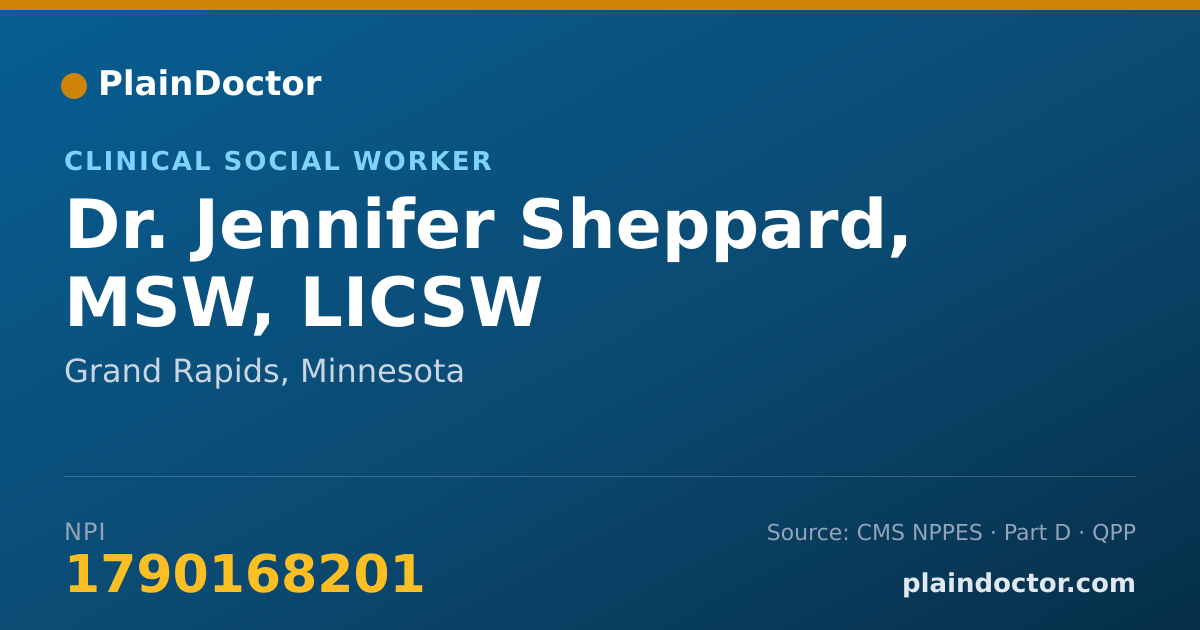 Shareable card for Jennifer Sheppard, MSW, LICSW - Clinical Social Worker, Grand Rapids, MN