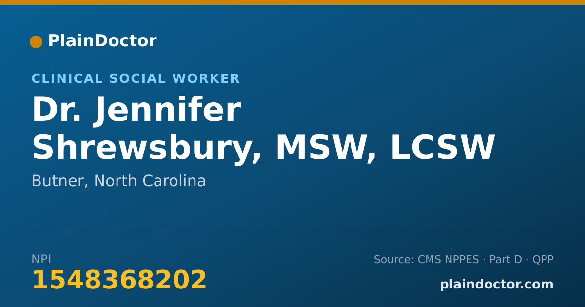 Shareable card for Jennifer Shrewsbury, MSW, LCSW - Clinical Social Worker, Butner, NC