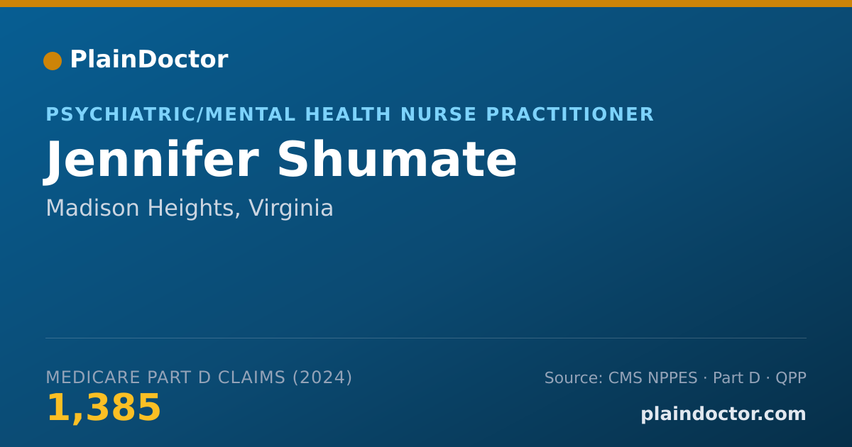 Shareable card for Jennifer Shumate - Psychiatric/Mental Health Nurse Practitioner, Madison Heights, VA
