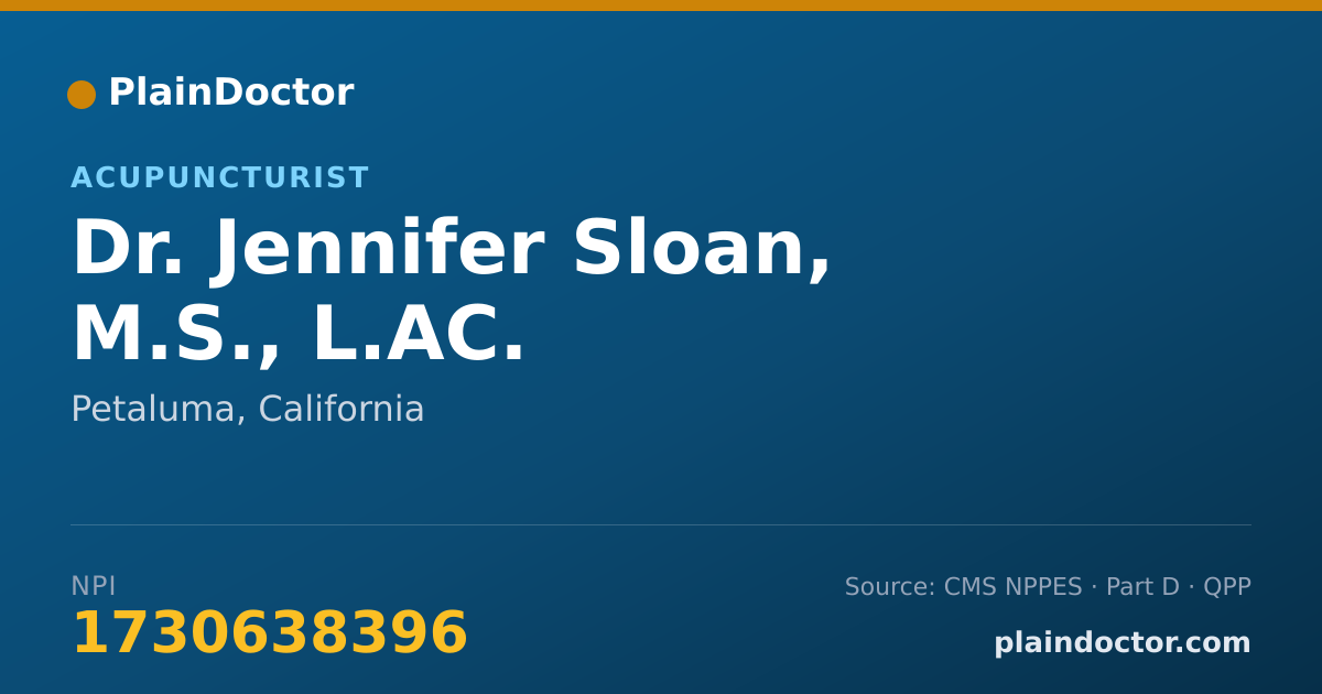 Shareable card for Jennifer Sloan, M.S., L.AC. - Acupuncturist, Petaluma, CA