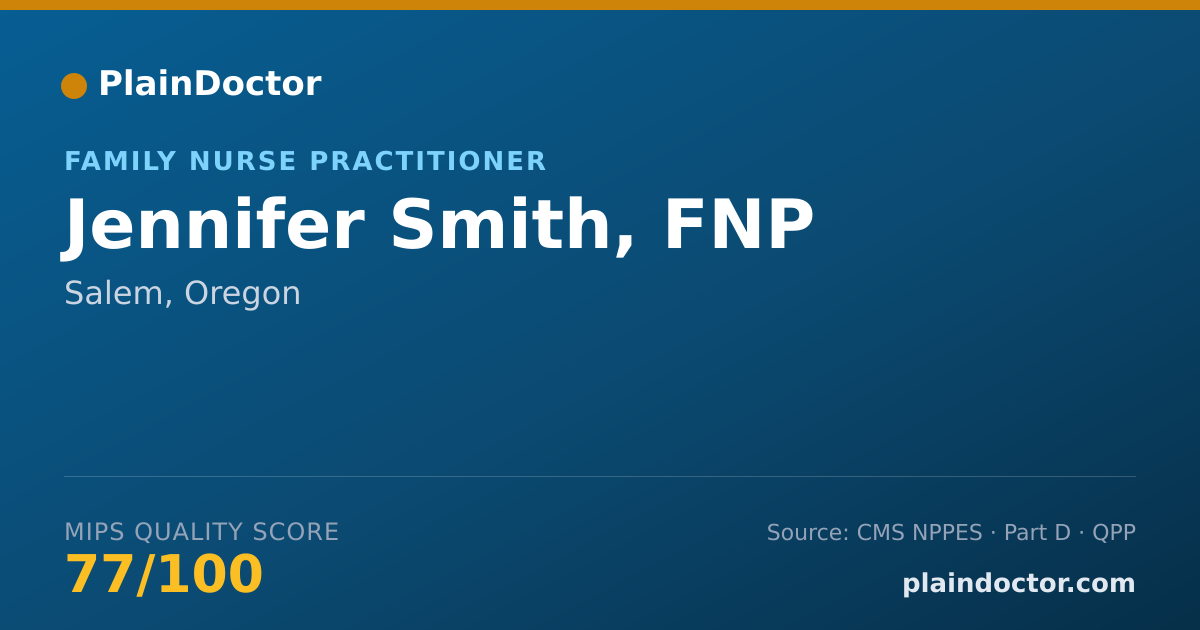 Shareable card for Jennifer Smith, FNP - Family Nurse Practitioner, Salem, OR