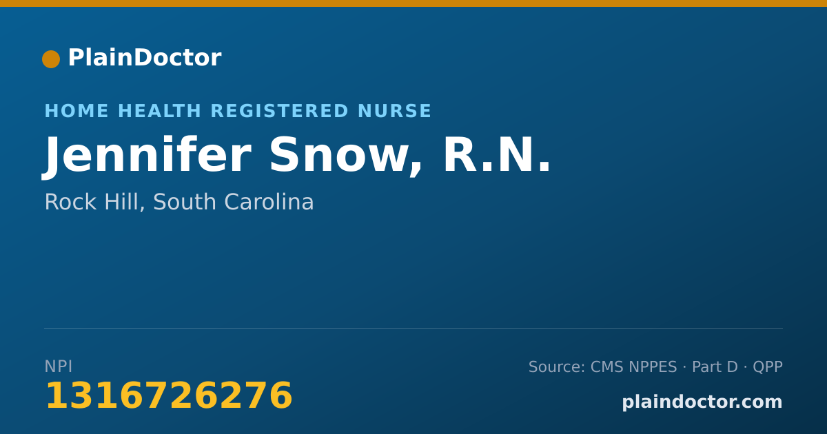 Shareable card for Jennifer Snow, R.N. - Home Health Registered Nurse, Rock Hill, SC