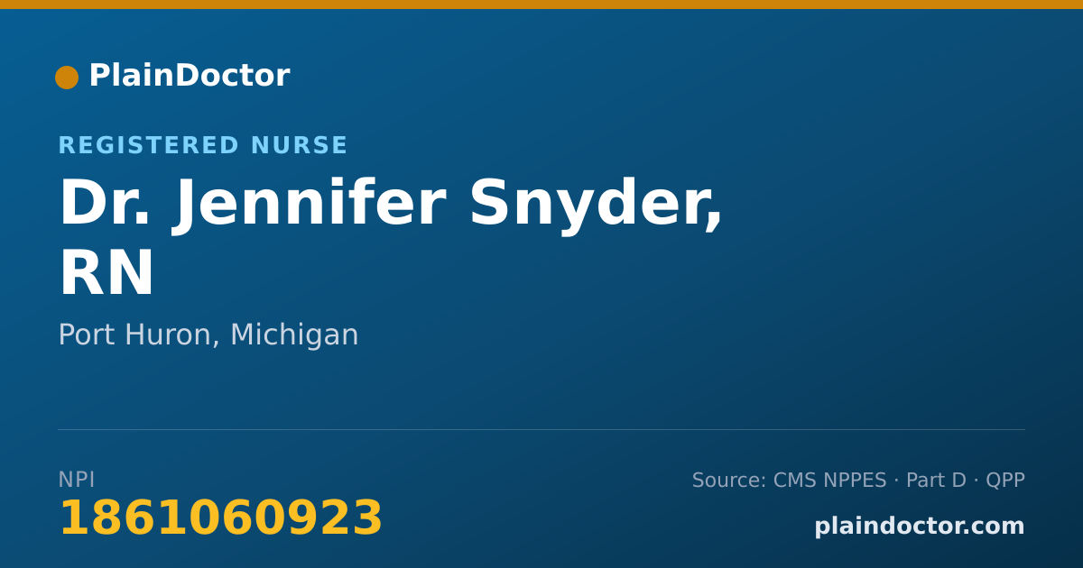 Shareable card for Jennifer Snyder, RN - Registered Nurse, Port Huron, MI
