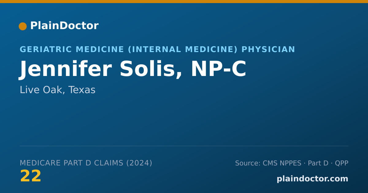 Shareable card for Jennifer Solis, NP-C - Geriatric Medicine (Internal Medicine) Physician, Live Oak, TX